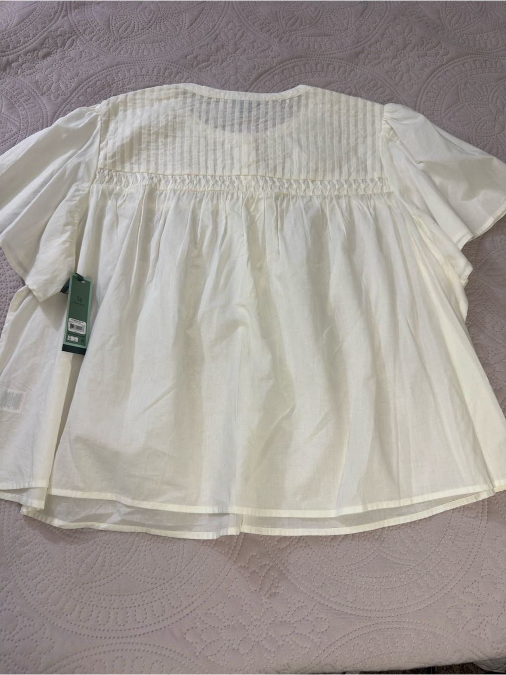 Terra & Sky 100% Cotton Button Front Blouse Smock Yoke Top 3x 24w-26w - Picture 2 of 5